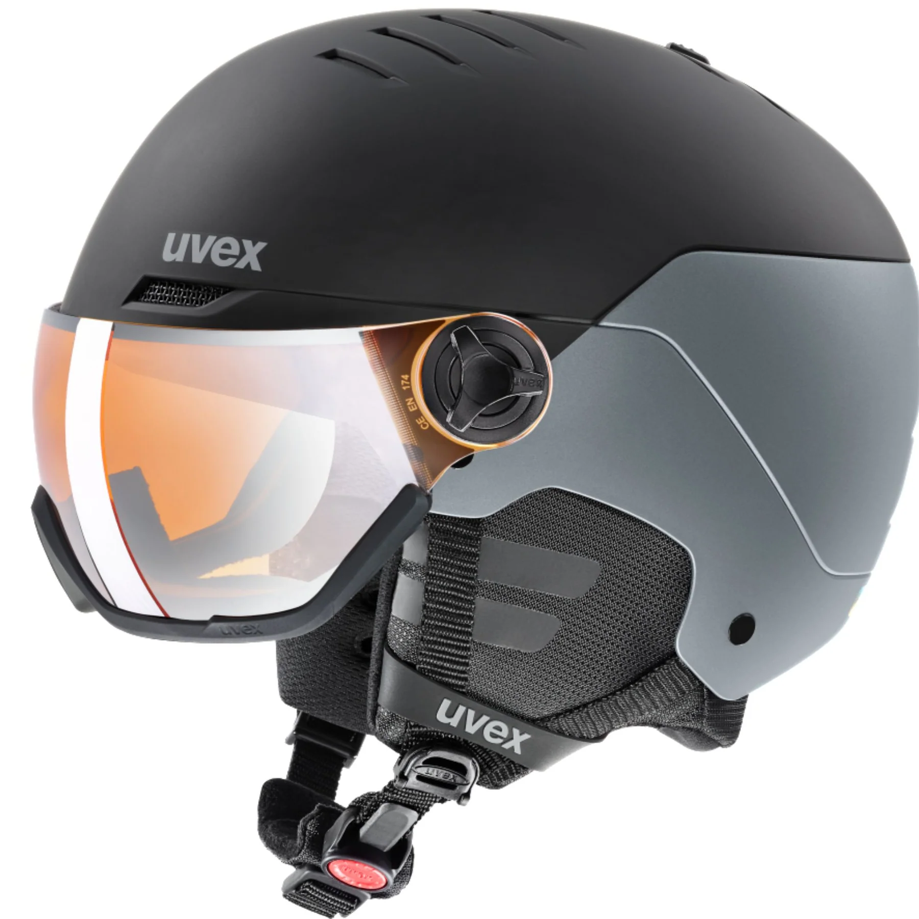 Uvex WANTED VISOR, black-silver - Skihelm (mit Visor)