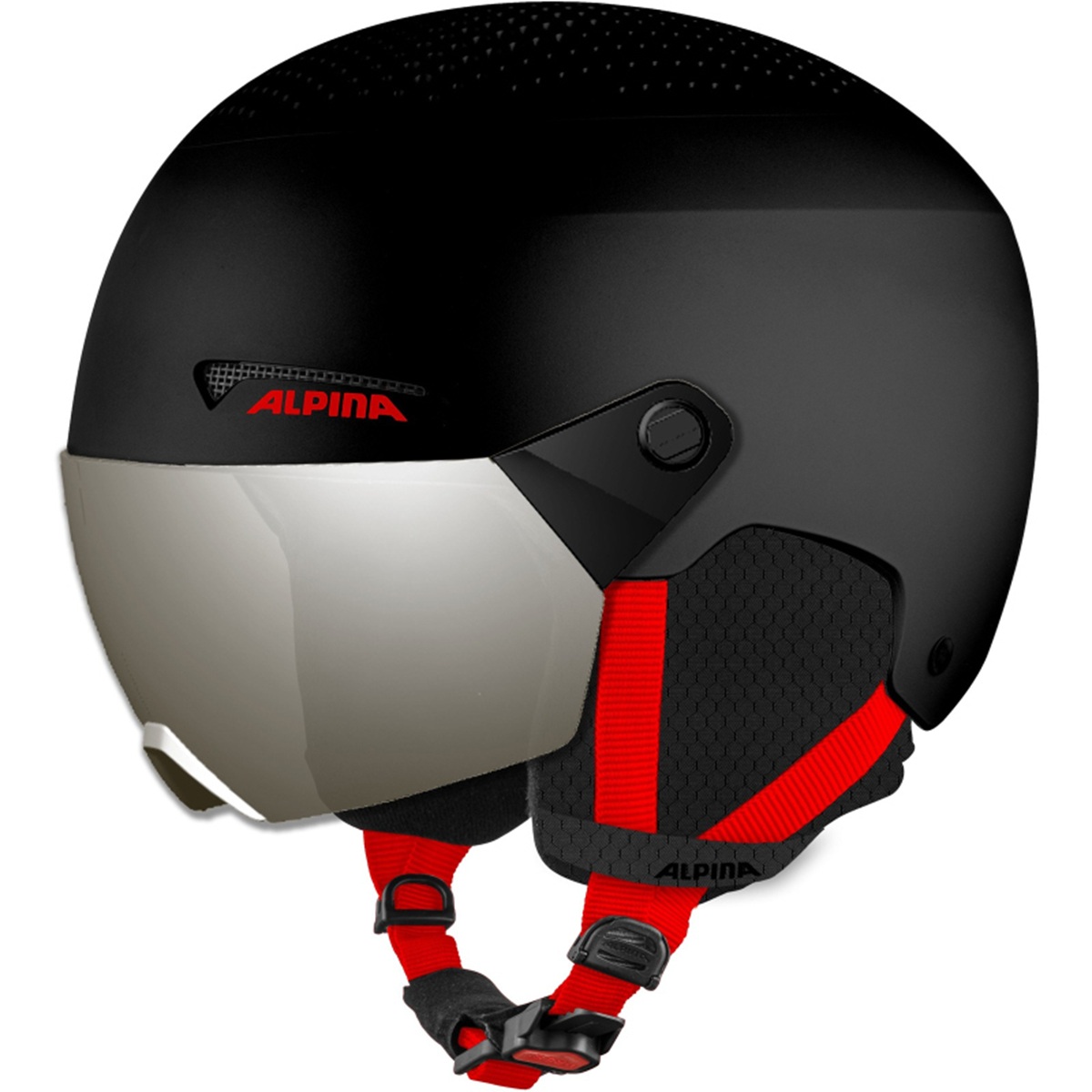 Alpina ZUPO VISOR Q-LITE, black-red matt - Skihelm (mit Visor)